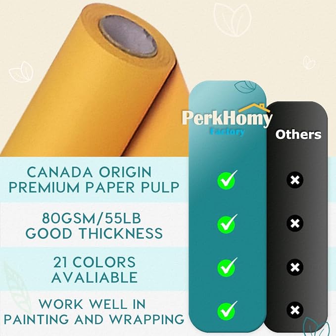 PerkHomy 36" x 2,400" (200') Orange Kraft Paper Roll for Craft Bulletin Board Paper Art Table Covering Crafting Gift Wrapping Bouquet Packing Parcel 80GSM 55LB (Orange, 36" x 200')