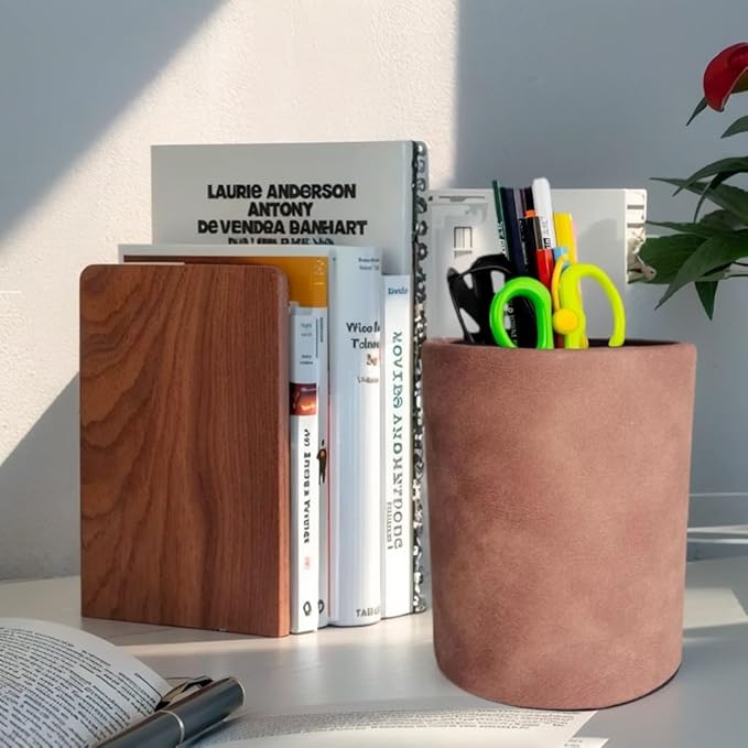 Pen Pencil Holder Cup Container Leather Desk Organizer Stand Decor Brush Scissor Holder Decoration Office Desk Home School