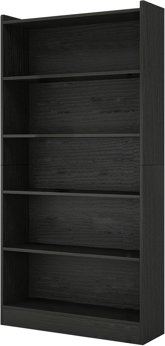72" Rectangle Wooden Bookshelf with 6 Tier Bookshelf, Large Bookcase for Home Offices and Living Rooms with Storage Shelves, Display Shelves, Black