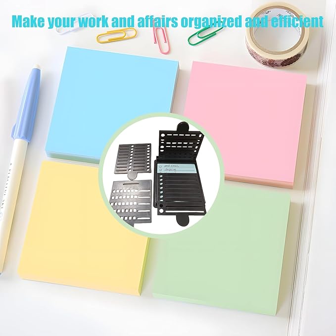 2025 New Sticky Note Stencil, Sticky Note Holder with Five Templates, Suitable for 3x3 Inch Sticky Notes, Perfect for to-Do Lists, Home, Office, Reusable Sticky Notes Dispenser (Yellow 5 Templates)