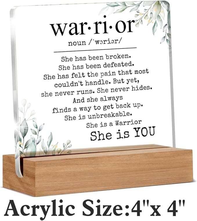 Inspirational Cancer Survivor Gifts for Women Mom, Breast Cancer Gifts for Woman, Warrior is You Home Decorative Signs Plaque for Desk