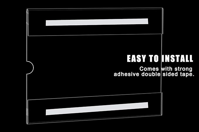 6pack Acrylic Wall Sign Holder with Tape,8.5 X 11 Wall Mount Clear Plastic Sign Holder, Horizontal Memo Document Menu Holder for Restaurant, Office, School, Store and Home Use,No Drilling