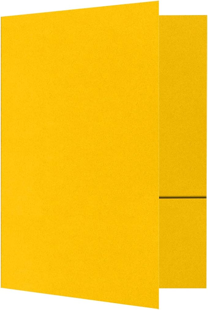 LUXPaper 9" x 12" Presentation Folders | Two Pocket | Sunflower Yellow | 100lb. Cover | 25 Qty