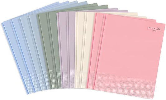 H4D Plastic 2 Pocket Folders with Prongs, Letter Size, Pastel Colors, 12 Pack