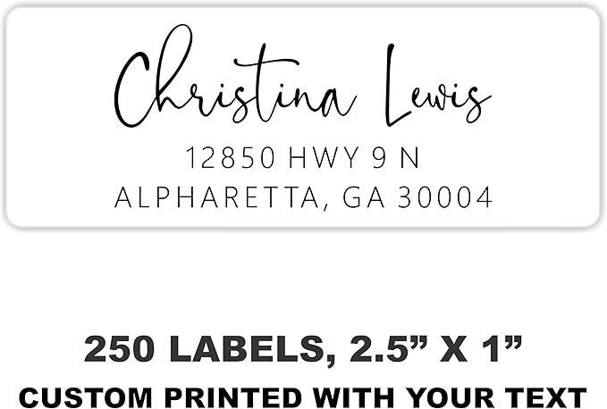 White Address Labels - Personalized Name Stickers, Custom Printed Return Mailing and Shipping Labels for Envelopes, Packages, Business, Home Use (Signature)