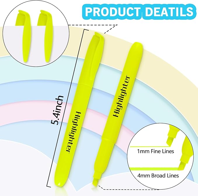Highlighters Bulk - Quick-Dry No Bleed Markers for Office Classroom School Supplies Adults Kids Teachers Students (Yellow, 30)