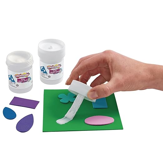 Colorations® Tacky Craft Glue Classroom Pack Jars, Each with Built in Brush Applicator, Set of 12, Each 3oz, Thick & Strong Tacky Glue, Dries Clear, Use at School, Home, Office & Craft Projects