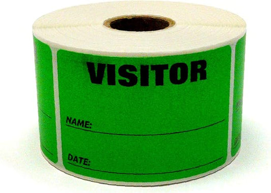 NextDayLabels - 3 x 2 Visitor Labels Pass, ID Labels and Safety Identification Badge Stickers 500 Per Roll (Fluorescent Green)