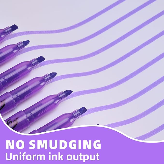 Purple Highlighters, 36 Pack, Chisel Tip Highlighter Pack, Quickly Drying, Perfect for Students Kids Adults Classroom, Office, School Supplies