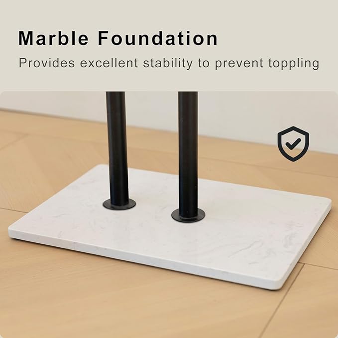 Coat Rack Freestanding with Marble Base Sturdy Coat Tree Heavy Duty Clothes Rack for Entryway Bedroom Living Room Hotel 14.96 x 10.24 x 68.9 Inches (Black)