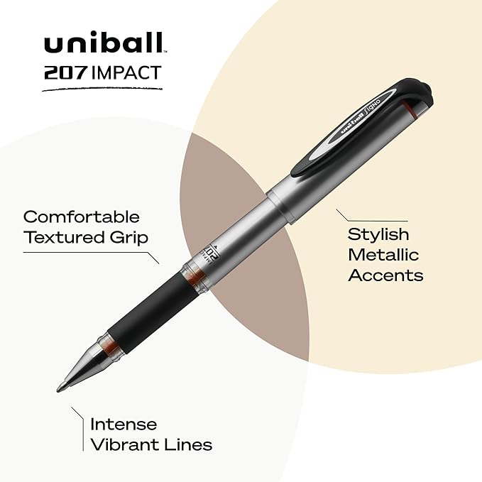 uniball 207 Impact Gel Pen, Stick, Bold 1 Mm, Red Ink, Black Barrel