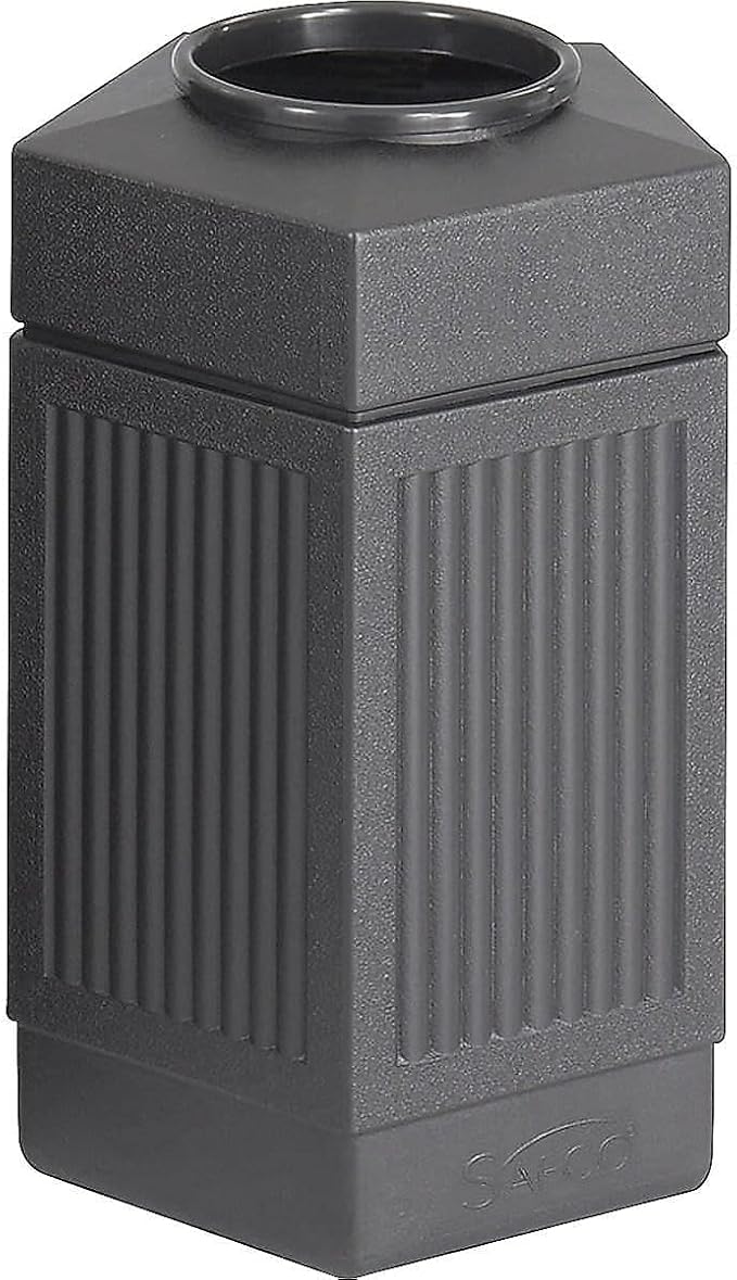 Safco Canmeleon Trash Can, 30 Gallons, Indoor and Outdoor Use, Durable & Weather-Resistant Commercial Garbage Can, Black