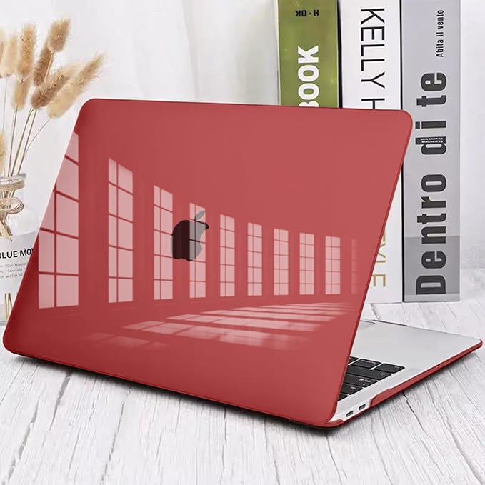 Compatible with MacBook Air 13 inch Case 2021 2020 2019 2018 Release M1 A1932 A2179 A2337 Cover, Plastic Hard Shell Cover Keyboard Skin Screen Film Dust Plug for Mac Air 13 2021 Case, Burgundy
