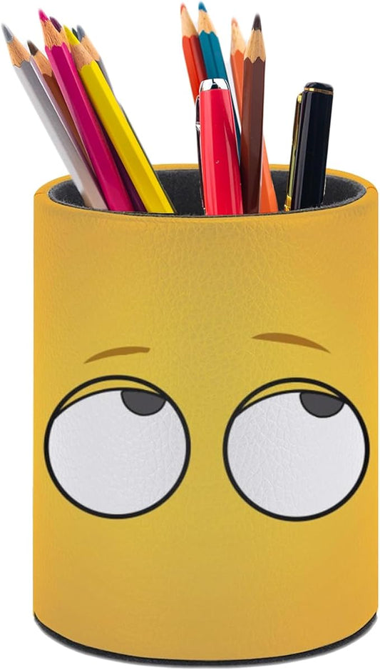 Eye Pen Holder Pencil Organizer Cute Pencil Cup Desk Decor Makeup Brush Holder PU Multifunctional Office Suppliesfor Home Classroom School