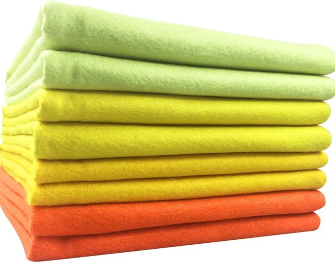 4pcs Thick 1.4mm Soft Felt Fabric Sheet Assorted Color Felt Pack DIY Craft Sewing Squares Nonwoven Patchwork (92x90cm Yellow)