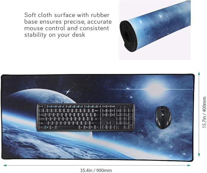 XXL Professional Large Mouse Pad & Computer Game Mouse Mat (35.4x15.7x0.1IN, 90x40 Space)