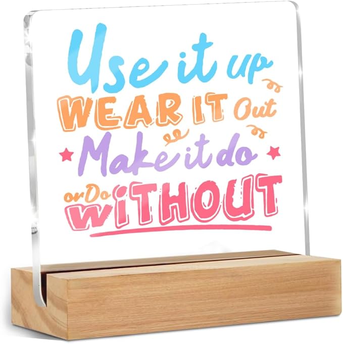 Funny Office Sign Decor, Encouragement Acrylic Sign With Wooden Stand Decorative for Farmhouse Home Tabletop Cubicle Shelf Desk Accessories Decor Inspirational Motivational Gifts