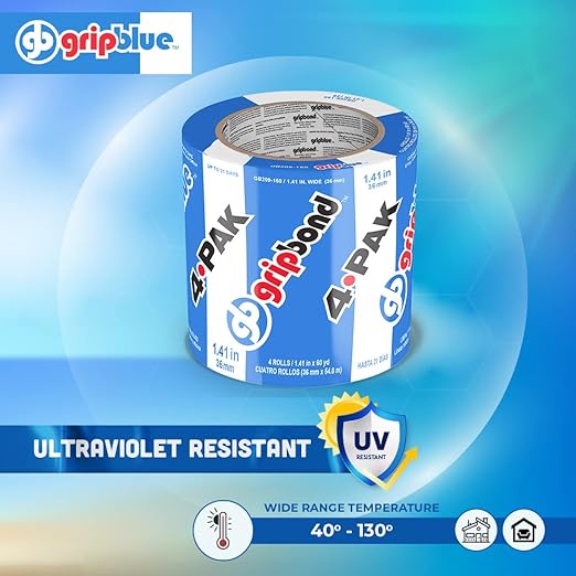 Blue Painters Tape 1.5 Inch Wide, 4 Rolls Masking Tape - Perfect for Precise Lines on Walls & Trim, Multi-Surface, Residue-Free, Easy Removal - Ideal for Indoor & Outdoor Use, 1.41in x 60yds