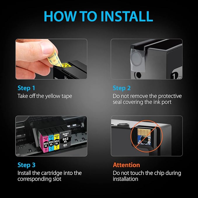 Smart Ink Compatible Ink Cartridges Replacement for HP952XL 952 XL 2 Black and Cyan/Magenta/Yellow (5 Combo Pack) to use with HP OfficeJet Pro 8710 7740 8720 8715 8210 8703 OfficeJet 8702 Printers