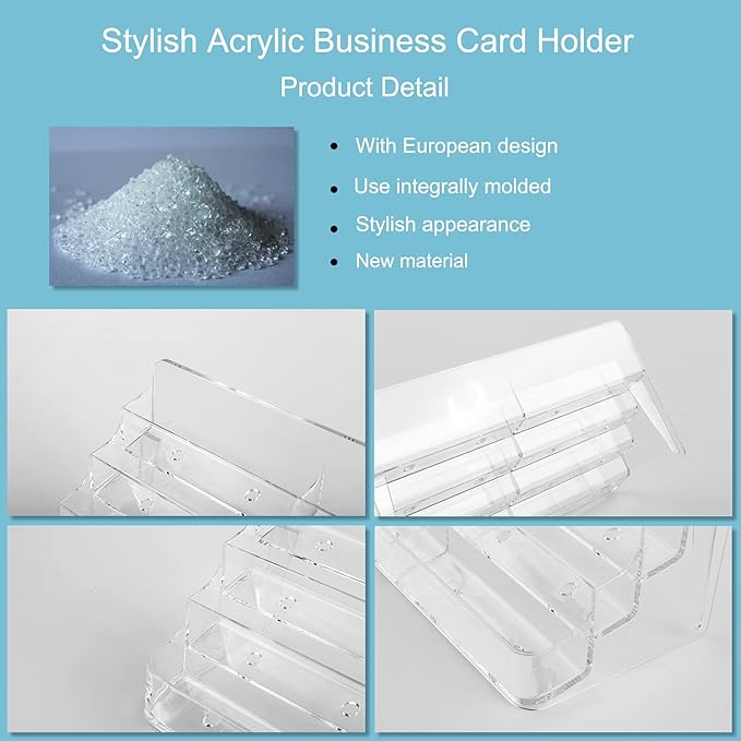 Business Card Holder, 8 Pocket Acrylic Business Card Holder for Desk Clear Business Card Stand Desktop Business Card Holders Plastic Business Card Display for Exhibition, Home and Office, 2 PCS