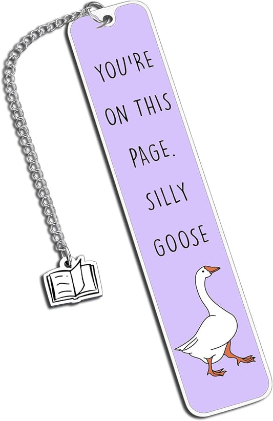 Funny Bookmarks - Cute Silly Goose Bookmarks for Women Men, Funny Book Marks for Reading Women Adults, Stocking Stuffer for Kids Teens, Christmas Birthday Silly Goose Gifts for Book Lovers Bookish