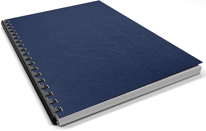 Binditek 100 Pack 16 Mil Leather-Textured Heavyduty Polycovers, Letter Size, Plastic Binding Presentation Covers, 8-1/2 x 11", Square Corners, Unpunched, Navy, Office Supplies