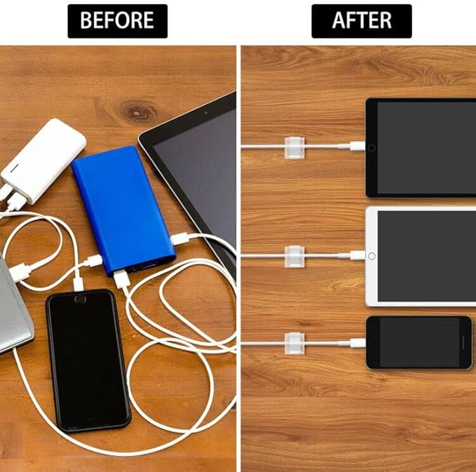 200 Pcs Cable Clips, Adhesive Cable Organizer Cord Holder Wire Clip Wire Management Self Adhesive Hooks Wire Holder for Office, Home(Transparent, 200PCS)