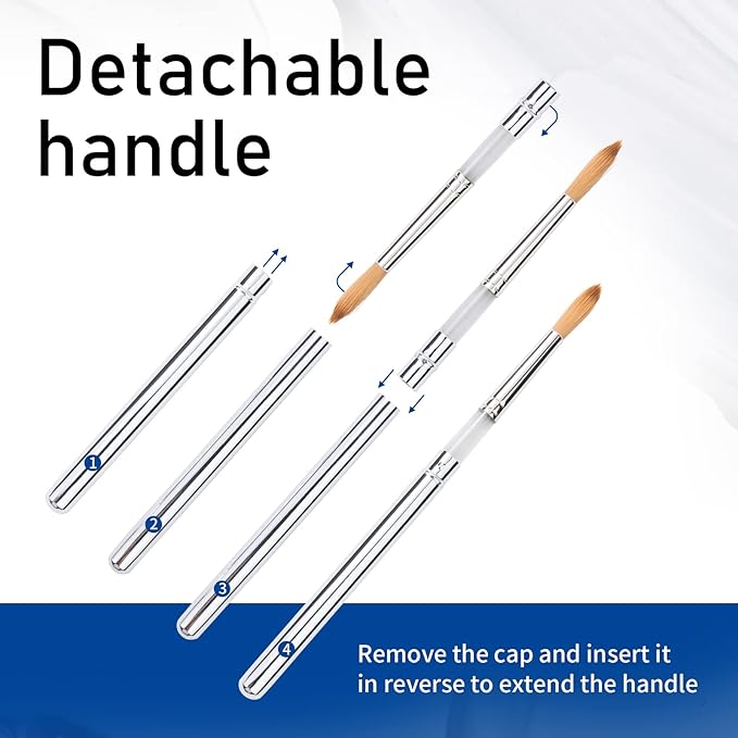 Falling in Art Travel Brush Set- 2PCS Synthetic Kolinsky Hair Round Portable Artist Paintbrushes with Protective Pouch for Watercolor,Gouache, Acrylic Paints Silver