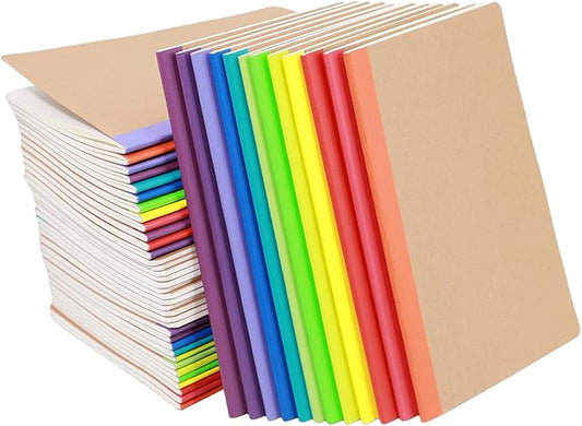 48 Pack A5 Kraf Notebooks Lined Journal Bulk Writing Diary Subject Notebooks Planner with Thick Paper, 60 Pages, 30 Sheets, 8.3x5.5 inch