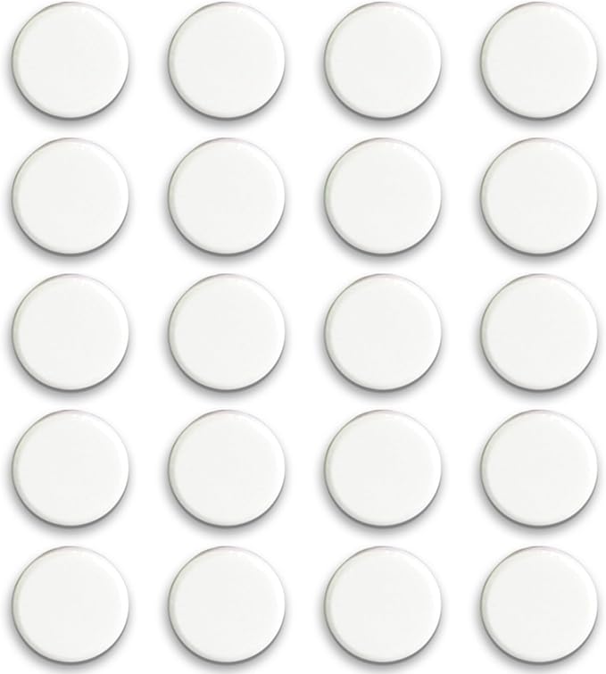 Qualsen Fridge Magnets, 20pcs Refrigerator Magnets, Small Magnet for Whiteboard, Mini Cute for Fridge, Locker, White Board, Kitchen, Office, Classroom (White)