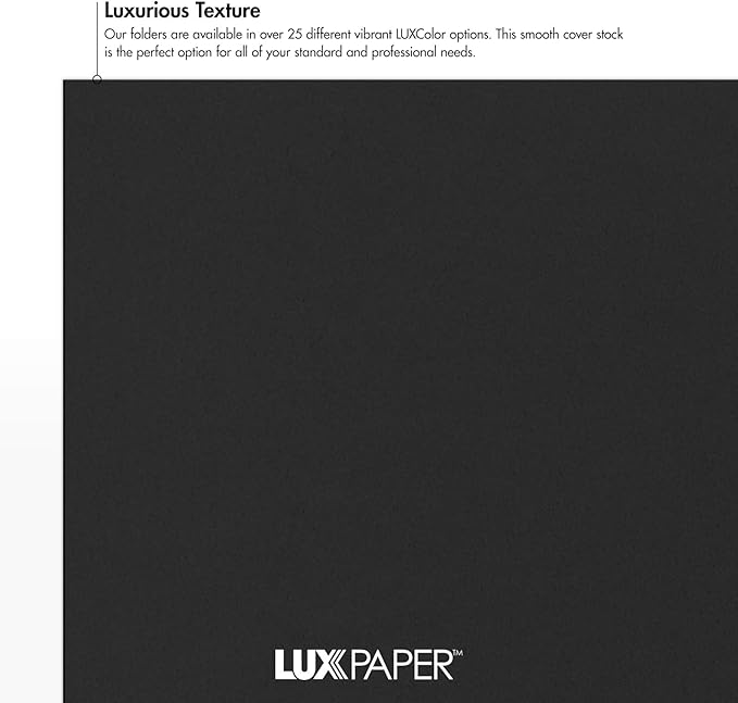 LUXPaper 9" x 12" Presentation Folders | Two Pocket | Midnight Black | 100lb. Cover | 25 Qty
