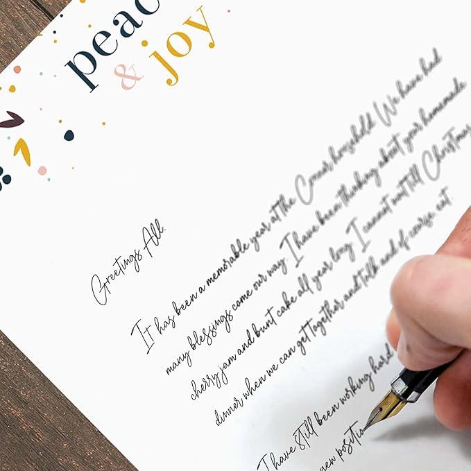 Peace And Joy Christmas Letterhead / 50 Sheets / 8.5" x 11" Festive Winter Holiday Paper/Decorative Christmas Greeting Stationery