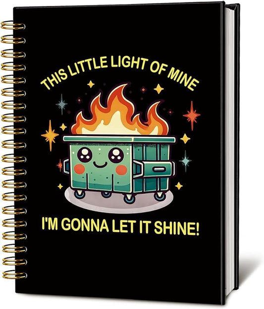 Dumpster Fire Gifts, Funny Dumpster Fire Notebook Journalfor Women & Men, 160 Pages, Black Hardcover Notebook for Work & Note Taking, Funny Gifts for Coworkers & Friends 5.5x8.3 Inch