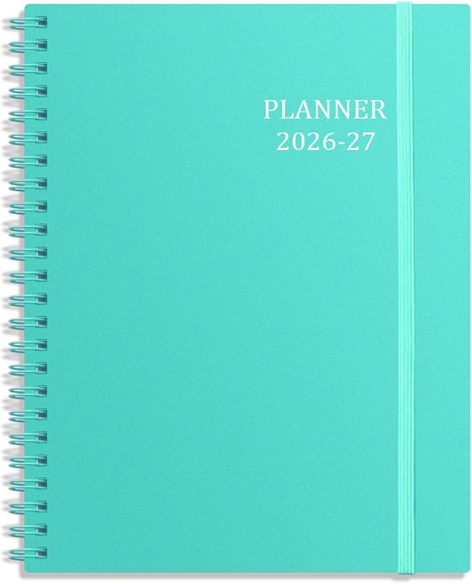Tiankool Planner 2026-2027 - Jan 2026-Jun 2027 Weekly Monthly Planner with 18 Monthly Tabs, Elastic Closure, Inner Pocket, Round Corner,5.8" x 8.25"- Turquoise