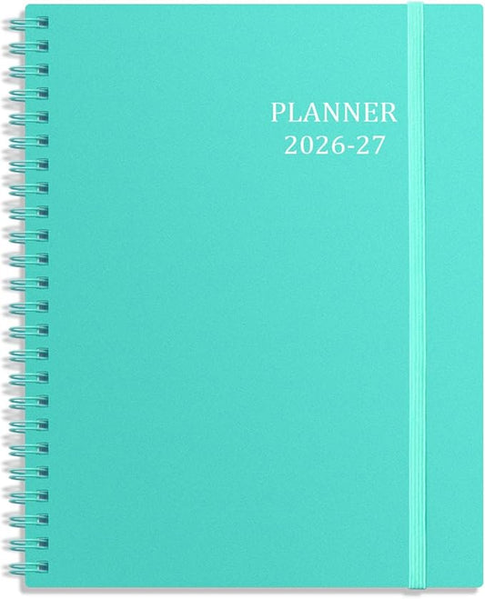 Tiankool Planner 2026-2027 - Jan 2026-Jun 2027 Weekly Monthly Planner with 18 Monthly Tabs, Elastic Closure, Inner Pocket, Round Corner,5.8" x 8.25"- Turquoise