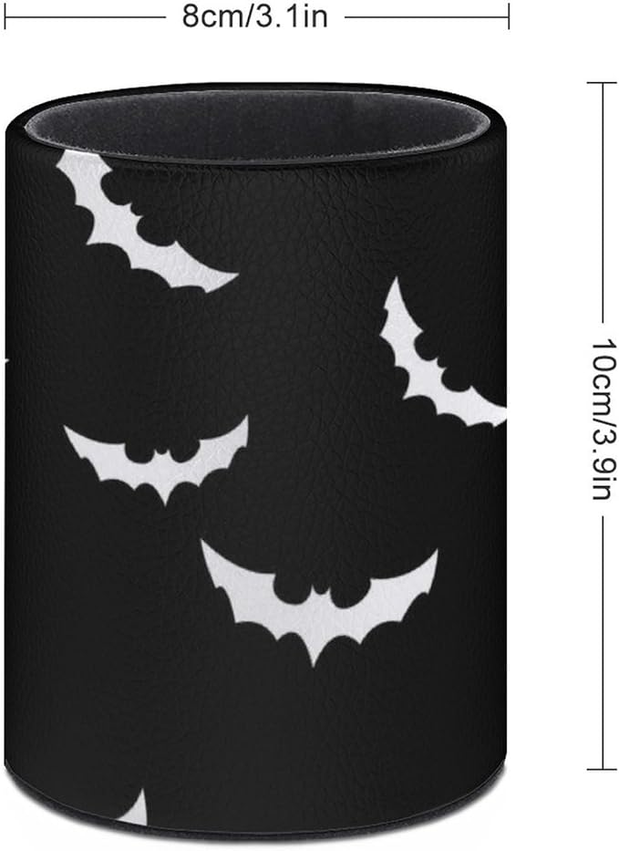 Halloween Bat Pen Holder Pencil Organizer Cute Pencil Cup Desk Decor Makeup Brush Holder PU Multifunctional Office Suppliesfor Home Classroom School