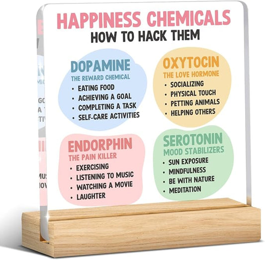 Therapy Office Desk Decor, Mental Health Decoration, School Counselor Gifts, Gifts for Women Psychologist Counselor Therapist, Halloween Christmas Gift Happiness Chemicals Acrylic Sign