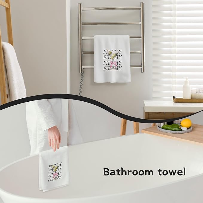 Filthy Dirty Martini Gift Kitchen Towels, Gifts for Martini Lovers Women Decorative Hand Towels, Cocktail Themed Gift Dish Tea Bar Towels for Kitchen Bar Cart Pub, 16x24 Inch