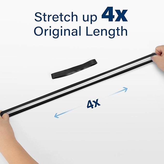 LotFancy Large Rubber Bands, 30Pcs Size #107 Big Wide Elastic Bands, Heavy Duty Black Long Rubber Bands for Office Supplies