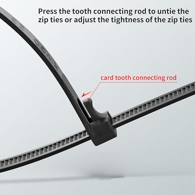 14 Inch Recoverable Reusable Zip Ties, 100PCS Black Zip Ties, Outdoor 120 lb. Small Cable Ties, Small Releasable Plastic Ties, Removable Wire Ties for Wire Management Outdoor Patio