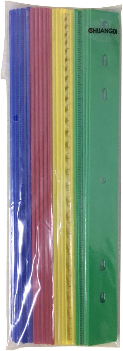 Chuangdi 20 Pieces 12 Inch Rulers Bulk Plastic Colorful Rulers for Kids Student Classroom School Office(6 Hole,Solid Color)