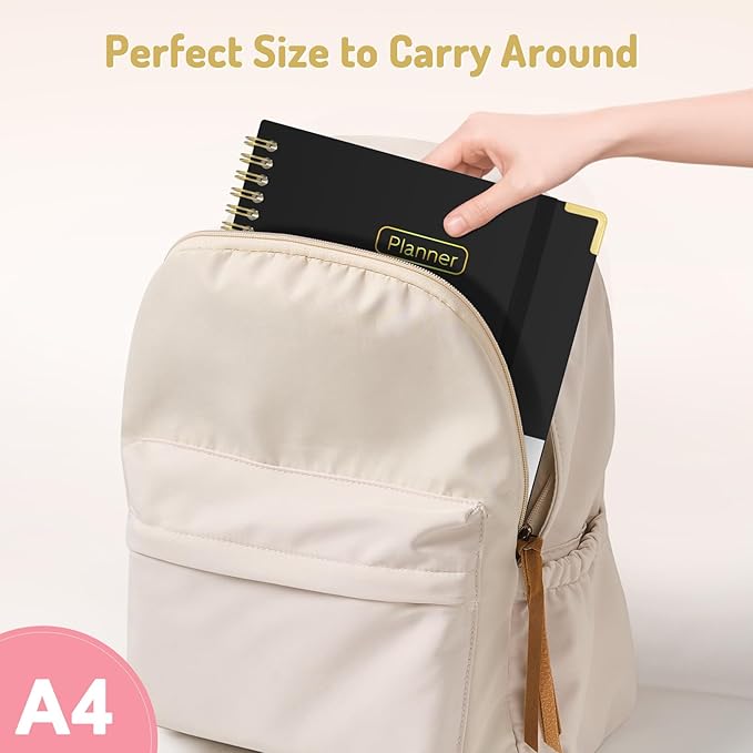 Forvencer 2026 Planner, Hardcover Calendar Planner Weekly and Monthly, January 2026 - December 2026, 8.5" x 11", Spiral Agenda Book with Tabs, Exquisite Daily Journal with Inner Pocket, Organizer Notebook for Office Home School, A4 Size, Purple Marble