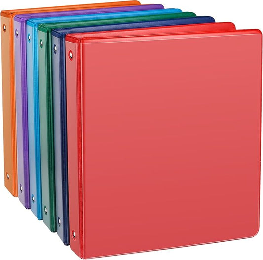 COMIX 3 Ring Binder 1/2 inch with Clear View Cover, 0.5" View Binder Holds 100 Sheets of US Letter Size Paper, 6 Pack (Assorted)