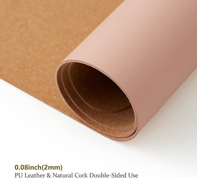 Cork Desk Mat - Dual-Sided Desk Pad for Office and Home - Desk Organization and Accessories - Ideal for Large Mouse Pad and Desk Mats on Top of Desks(Pink,36"x 17")