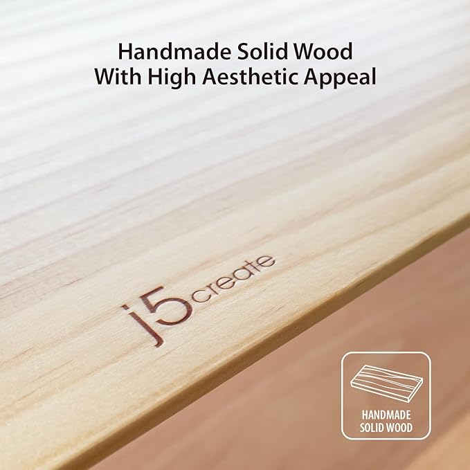 j5create Premium Monitor Stand, Made with Elegant Wood and Sleek Aluminum Material, Display/TV/Screen/Printer/Laptop Riser, Max Load 88 lbs/ 40 kg (JCT125)