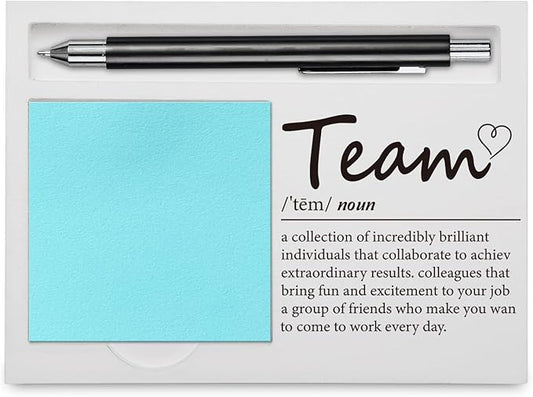 Teamwork Appreciation Gift, Wooden Sticky Note Holder, Office Desk Organizer for Coworkers, Employees, Leaders, Appreciation Thank You Gift for Team, Boss, Colleagues, Christmas, Birthday YBB04