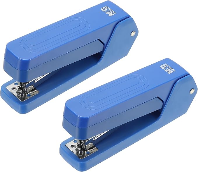 M&G Office Desktop Stapler, 20 Sheet Capacity Basic Staplers Jam Free Standard Stapler Office Accessories Supplies with Two Binding Modes for Home Office Classroom, Blue, 2 Pcs