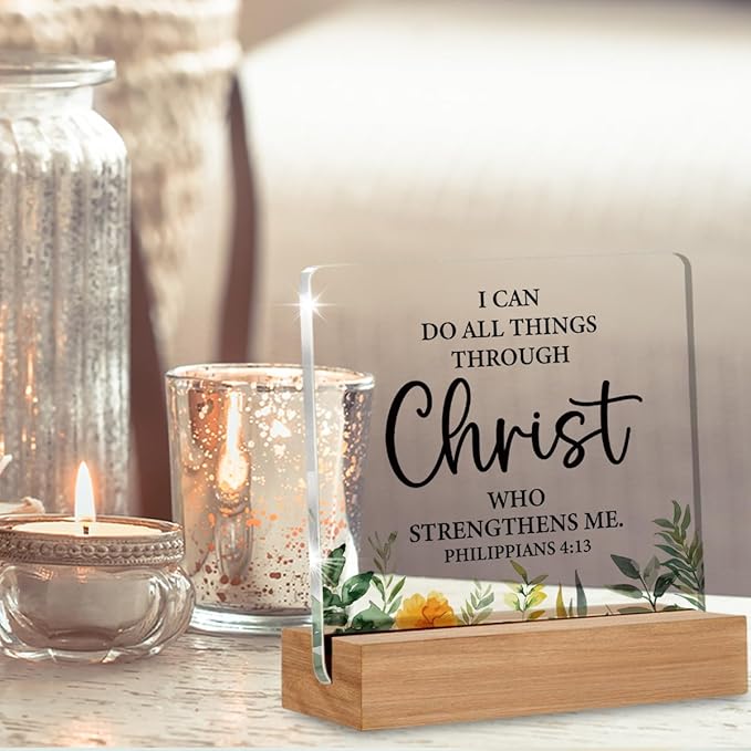 Christian Gifts for Women Men, Inspirational Religious Gifts for Christian Women, Bible Verse Decor Desk Signs Plaque