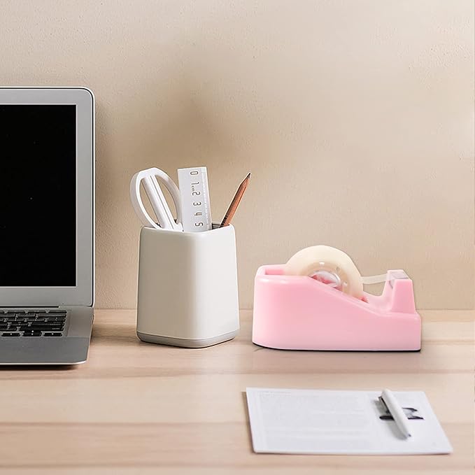 2Pcs Desktop Tape Dispenser Adhesive Roll Holder with Weighted Nonskid Base, Pink (Tape not Included)