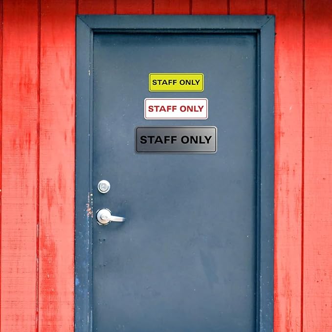 All Quality Standard Staff Only Wall or Door Sign | Easy Installation | Office Workplace Signs | Enhanced Security ‌ - Black - Small (2 Pack)